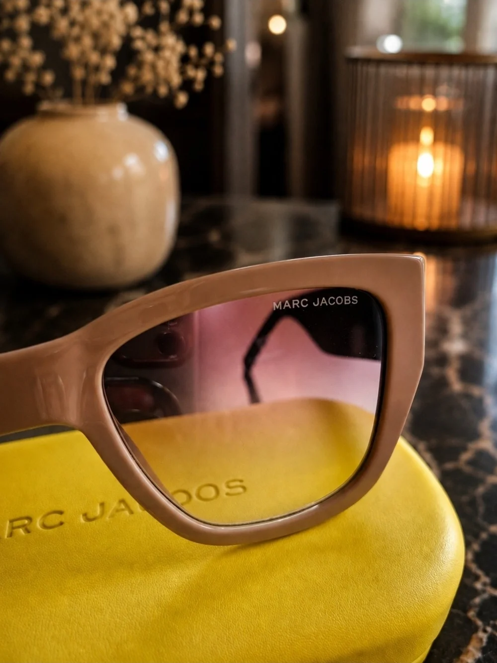 Marc Jacobs Oversized Logo Sunglasses Beige New with Box and Cloth